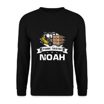 Gabelstaplerfahrer und Lagerhaus Gabestaplerfahrer - Unisex Pullover - Schwarz - Vorne - Alina (178cm) & Michal (187cm)
