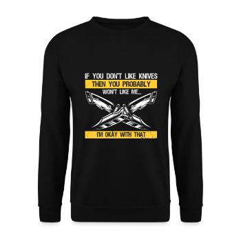Knife Collector Designs Messerfan Knife Maker - Unisex Sweatshirt - black - Front - Alina (178cm) & Michal (187cm)