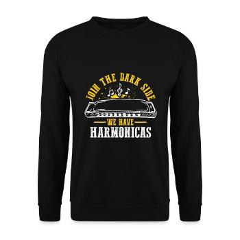 Französische Harfinisten und Harmonikaspieler - Unisex Pullover - Schwarz - Vorne - Alina (178cm) & Michal (187cm)