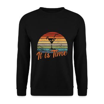 It is Time / Cocktail - Unisex Sweatshirt - black - Front - Alina (178cm) & Michal (187cm)