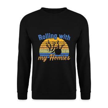 Rouler avec mes Homies / Bowling - Sweat-shirt Unisexe - noir - Devant - Alina (178cm) & Michal (187cm)