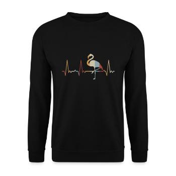 Herzschlag Flamingo - Unisex Pullover - Schwarz - Vorne - Alina (178cm) & Michal (187cm)