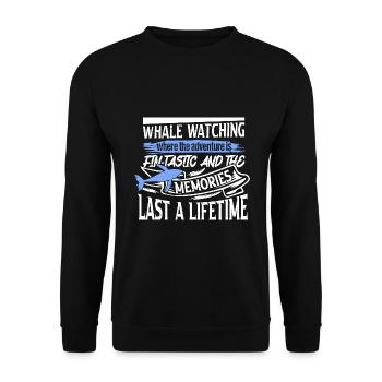 Orca Beobachtung für Buckelwale und Meerwale - Unisex Pullover - Schwarz - Vorne - Alina (178cm) & Michal (187cm)
