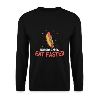 Schnell Essen Hot Dog Hotdog FastFood - Unisex Pullover - Schwarz - Vorne - Alina (178cm) & Michal (187cm)