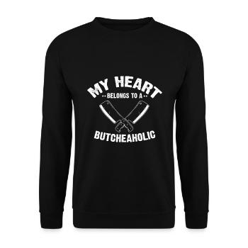 Mein Herz gehört einem Küchenmesser Messerfan - Unisex Pullover - Schwarz - Vorne - Alina (178cm) & Michal (187cm)