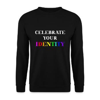 Celebrate your identity Geschenkidee queer LGBTQ - Unisex Pullover - Schwarz - Vorne - Alina (178cm) & Michal (187cm)