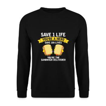 Food Makers Grill BBQ Sandwich Grill Maître - Sweat-shirt Unisexe - noir - Devant - Alina (178cm) & Michal (187cm)