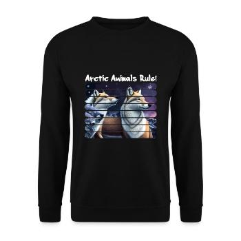 Arctic animals rule! Arctic Fox Starry Night - Unisex Sweatshirt - black - Front - Alina (178cm) & Michal (187cm)