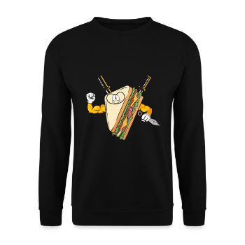 Sandwich Ninja Karate Warrior Japan Geschenk - Unisex Pullover - Schwarz - Vorne - Alina (178cm) & Michal (187cm)