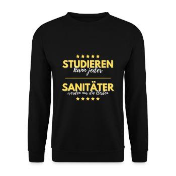 studieren kann jeder sanitäter besten geschenk - Unisex Pullover - Schwarz - Vorne - Alina (178cm) & Michal (187cm)