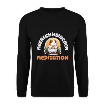 Meerschweinchen Meditation - Meditierende Tiere - Unisex Pullover - Schwarz - Vorne - Alina (178cm) & Michal (187cm)