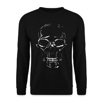 Skull / minimal skull - Unisex Sweatshirt - black - Front - Alina (178cm) & Michal (187cm)
