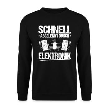 Elektroniker Elektriker Elektronik Abgelenkt - Unisex Pullover - Schwarz - Vorne - Alina (178cm) & Michal (187cm)