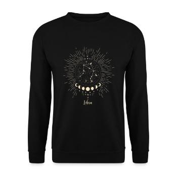 Soleil, Lune, Étoiles, Signes du Zodiaque, Libra, Balance - Sweat-shirt Unisexe - noir - Devant - Alina (178cm) & Michal (187cm)