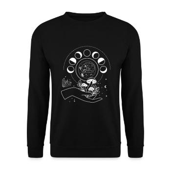Hand, Mushrooms, Moon Phase, Cat, Crystal, Star Sun - Unisex Sweatshirt - black - Front - Alina (178cm) & Michal (187cm)