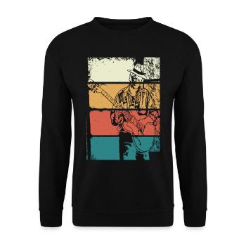 Vintage Blues Gitarrist - Unisex Pullover - Schwarz - Vorne - Alina (178cm) & Michal (187cm)