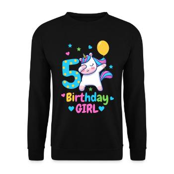 5th birthday unicorn - Unisex Sweatshirt - black - Front - Alina (178cm) & Michal (187cm)