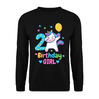 2nd birthday unicorn - Unisex Sweatshirt - black - Front - Alina (178cm) & Michal (187cm)