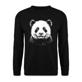Panda Portrait Pandabär Bär Tier Tiere - Unisex Pullover - Schwarz - Vorne - Alina (178cm) & Michal (187cm)