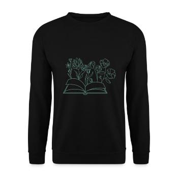 Book with flowers, reading, hobby, bookworm, flowers - Unisex Sweatshirt - black - Front - Alina (178cm) & Michal (187cm)