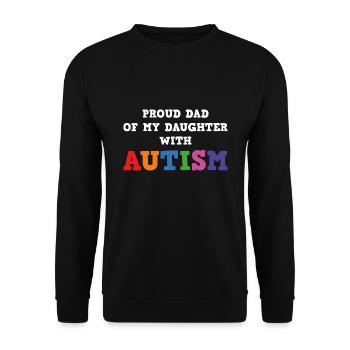 Stolzer Vater meiner Tochter mit Autismus - Unisex Pullover - Schwarz - Vorne - Alina (178cm) & Michal (187cm)