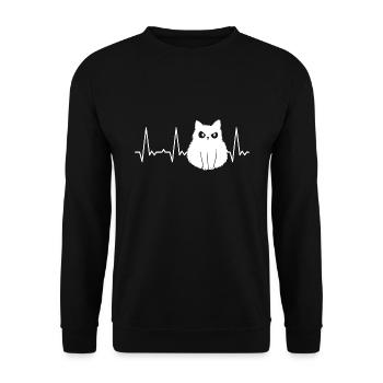 Heartbeat Cat - Unisex Sweatshirt - black - Front - Alina (178cm) & Michal (187cm)