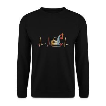 Herzschlag Bagger - Unisex Pullover - Schwarz - Vorne - Alina (178cm) & Michal (187cm)