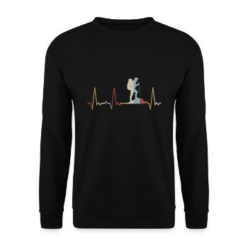 Herzschlag Wandern - Unisex Pullover - Schwarz - Vorne - Alina (178cm) & Michal (187cm)