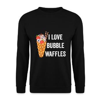Liebe zu Bubble-Waffeln & Eis - Unisex Pullover - Schwarz - Vorne - Alina (178cm) & Michal (187cm)