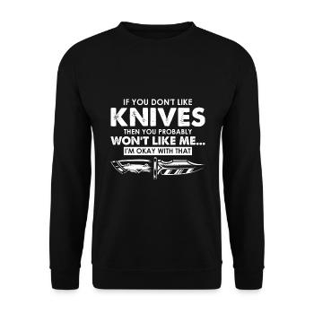 Knife Collector Designs Messerfan Knife Maker - Unisex Sweatshirt - black - Front - Alina (178cm) & Michal (187cm)