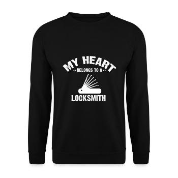 My heart belongs to a locksmith design - Unisex Sweatshirt - black - Front - Alina (178cm) & Michal (187cm)