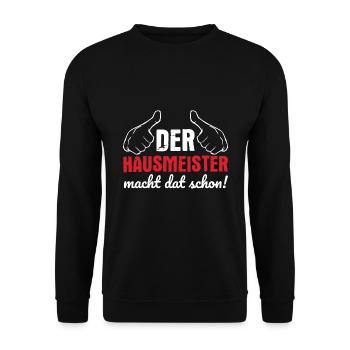 Hausmeister Macht Dat Schon Haustechnik - Unisex Pullover - Schwarz - Vorne - Alina (178cm) & Michal (187cm)