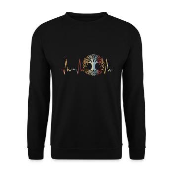 Heartbeat Tree of Life - Unisex Sweatshirt - black - Front - Alina (178cm) & Michal (187cm)