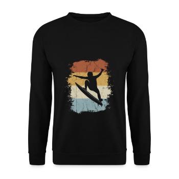 Retro Surfer Kick Out Wellenreiter - Sweat-shirt Unisexe - noir - Devant - Alina (178cm) & Michal (187cm)