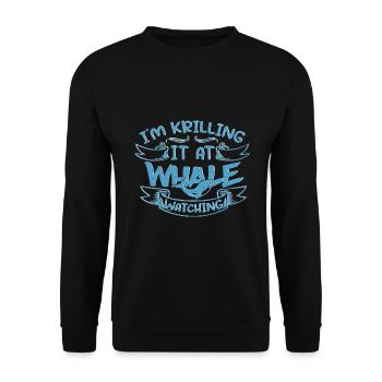 Whale design for whales and blue whales or beluga whales - Unisex Sweatshirt - black - Front - Alina (178cm) & Michal (187cm)