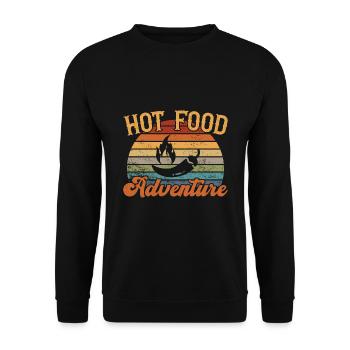 Hot Food Adventure / Scharfes Essen - Unisex Pullover - Schwarz - Vorne - Alina (178cm) & Michal (187cm)