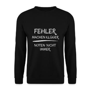 Fehler machen Klüger Noten nicht immer Schule - Unisex Pullover - Schwarz - Vorne - Alina (178cm) & Michal (187cm)