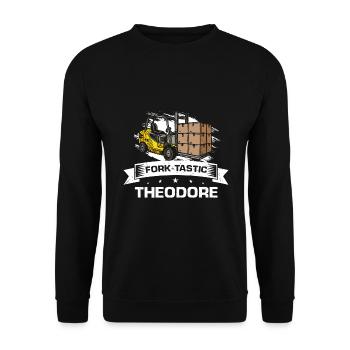 Forklift driver and warehouse forklift driver - Unisex Sweatshirt - black - Front - Alina (178cm) & Michal (187cm)