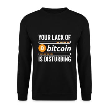 Le manque de bitcoins est inquiétant – Crypto-monnaie - Sweat-shirt Unisexe - noir - Devant - Alina (178cm) & Michal (187cm)