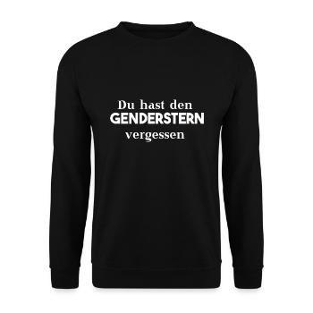Du hast den Genderstern vergessen lustig Geschenk - Unisex Pullover - Schwarz - Vorne - Alina (178cm) & Michal (187cm)
