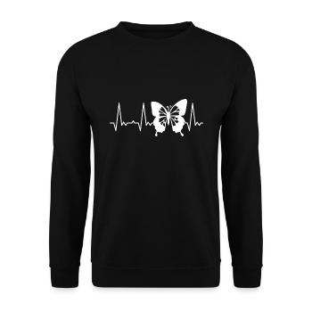 Heartbeat butterfly - Unisex Sweatshirt - black - Front - Alina (178cm) & Michal (187cm)