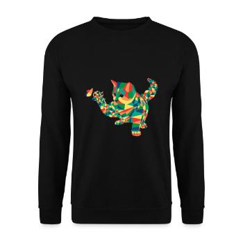 Abstrakte Katze Cartoon - Unisex Pullover - Schwarz - Vorne - Alina (178cm) & Michal (187cm)