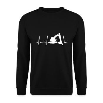 Herzschlag Bagger - Unisex Pullover - Schwarz - Vorne - Alina (178cm) & Michal (187cm)