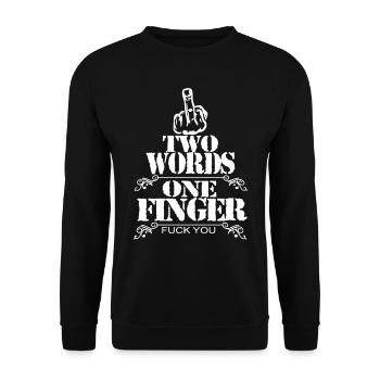 TWO WORDS ONE FINGER - Unisex Pullover - Schwarz - Vorne - Alina (178cm) & Michal (187cm)