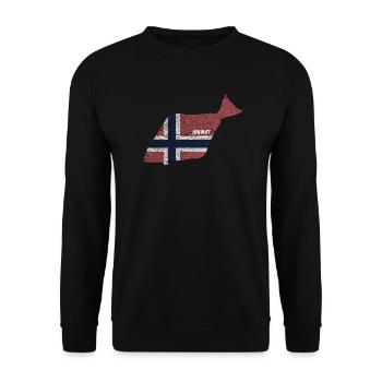 Heilbutt - Angeln in Norwegen - Unisex Pullover - Schwarz - Vorne - Alina (178cm) & Michal (187cm)