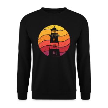 Leuchtturm Retro Style Vintage - Unisex Pullover - Schwarz - Vorne - Alina (178cm) & Michal (187cm)