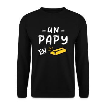 "Un Papy en Or" cadeau humoristique grand pere - Sweat-shirt Unisexe - noir - Devant - Alina (178cm) & Michal (187cm)