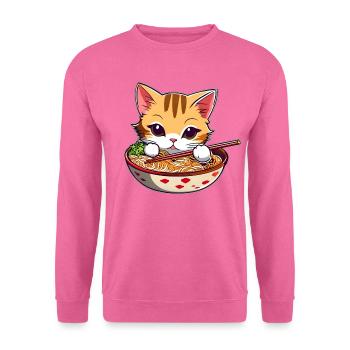 Niedliche Katze mit Ramen Suppe - Unisex Pullover - Pink - Vorne