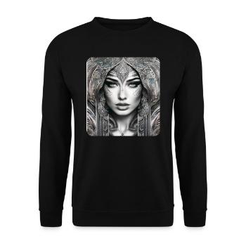 Mystische Fantasy Frau - Unisex Pullover - Schwarz - Vorne - Alina (178cm) & Michal (187cm)