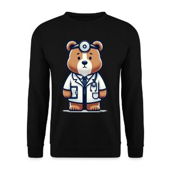 Cute Bear Doctor - Unisex Sweatshirt - black - Front - Alina (178cm) & Michal (187cm)